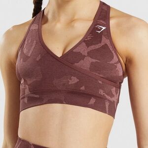 Gym Shark Adapt Camo Bra & Adapt Camo Leggings in Cherry Brown
